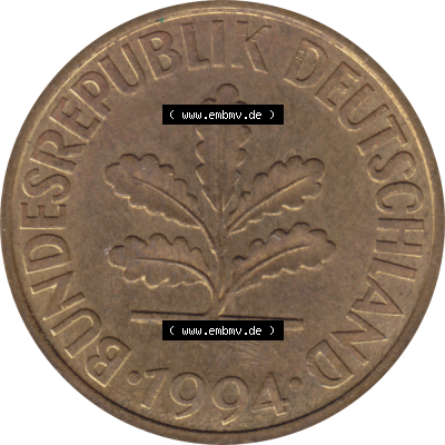 BRD Münze Deutschland Original Bild in PNG 1950-2001, Zehn 10 Pfennig 1994 G-01 VS ausgeschnitten Farbe (1) Sammlung