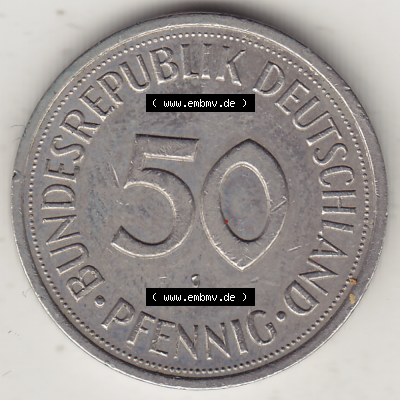BRD Münze Deutschland Original Bild in PNG 1950-2001, Fünfzig 50 Pfennig 1986 J Original Rückseite Farbe (1) - Das farbiges... Sammlung