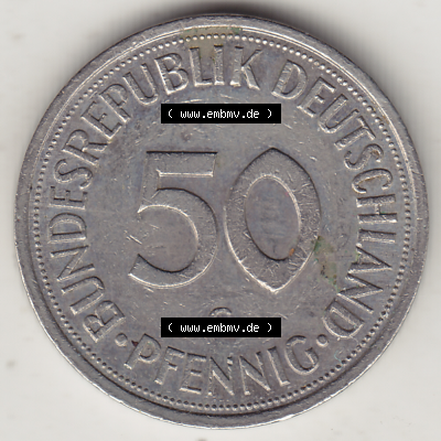 BRD Münze Deutschland Original Bild in PNG 1950-2001, Fünfzig 50 Pfennig 1988 G-1 Original Rückseite Farbe (1) - Das farbiges... Sammlung