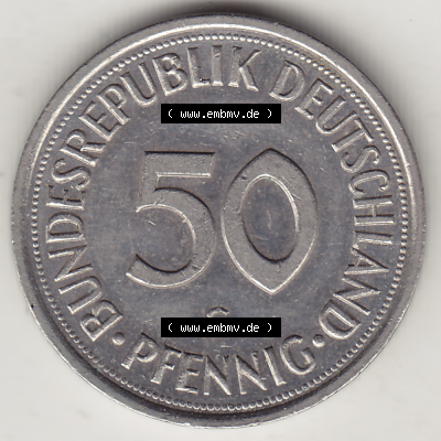 BRD Münze Deutschland Original Bild in PNG 1950-2001, Fünfzig 50 Pfennig 1990 G Original Rückseite Farbe (1) - Das farbiges... Sammlung