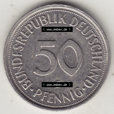BRD Münze Deutschland Original Bild in PNG 1950-2001, Fünfzig 50 Pfennig 1989 G Original Rückseite Farbe (1) - Das farbiges... Sammlung