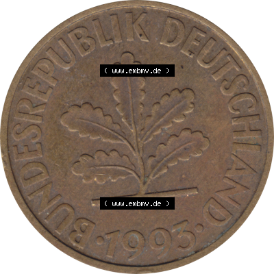 BRD Münze Deutschland Original Bild in PNG 1950-2001, Zehn 10 Pfennig 1993 G-01 VS ausgeschnitten Farbe (1) Sammlung