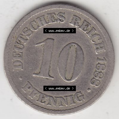 Deutsches Kaiserreich Umlaufmünze 1873-1889, 10 Pfennig A, 1888, Münzen Rückseite zum Download Sammlung