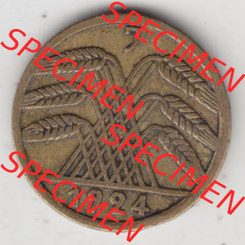 Weimarer Republik Umlaufmünze 1923-1924, 5 Rentenpfennig J, 1924, Münzen Vorderseite zum Download Sammlung