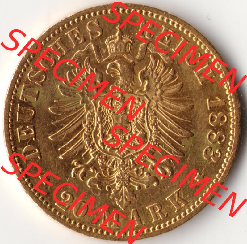 Goldmünze Kaiserreich 1874-1888, 20 Mark Wilhelm I., Münzen Rückseite zum Download Sammlung