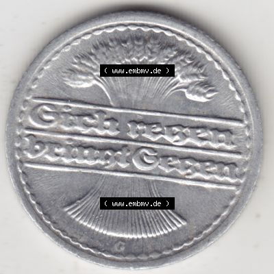 Weimarer Republik Umlaufmünze 1919-1922, 50 Pfennig G, 1922 Sich Regen Bringt Segen, Münzen Vorderseite zum Download Sammlung