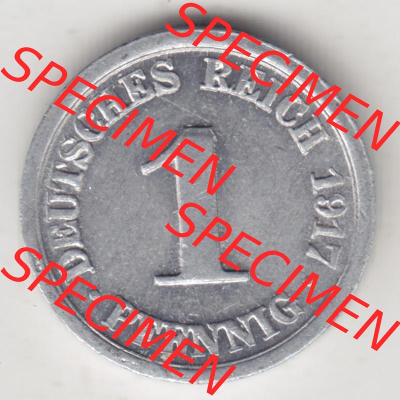 Weimarer Republik Umlaufmünze 1916-1918, 1 Pfennig F, 1917 II, Münzen Rückseite zum Download Sammlung