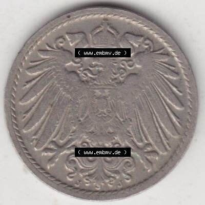 Deutsches Kaiserreich Umlaufmünze 1890-1915, 5 Pfennig J, 1906, Münzen Vorderseite zum Download Sammlung