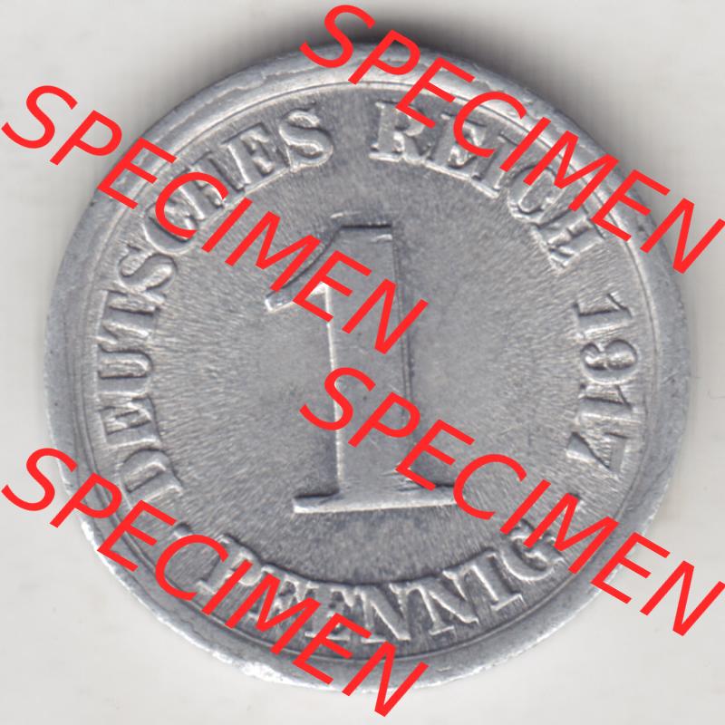 Weimarer Republik Umlaufmünze 1916-1918, 1 Pfennig F, 1917 I, Münzen Rückseite zum Download Sammlung
