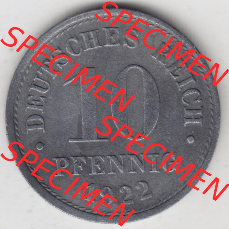 Weimarer Republik Umlaufmünze 1917-1922, 10 Pfennig 1922, Münzen Rückseite zum Download Sammlung