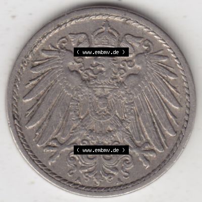 Deutsches Kaiserreich Umlaufmünze 1890-1915, 5 Pfennig A, 1908, Münzen Vorderseite zum Download Sammlung