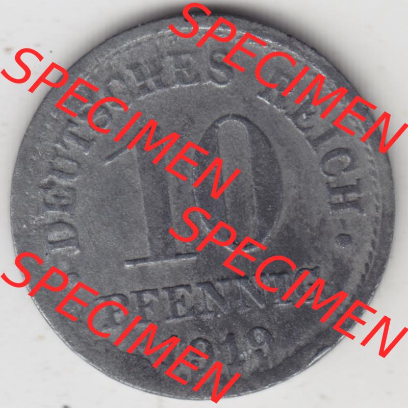 Weimarer Republik Umlaufmünze 1917-1922, 10 Pfennig Reichsadler, Keine Prägestätte 1919, Münzen Rückseite zum Download Sammlung