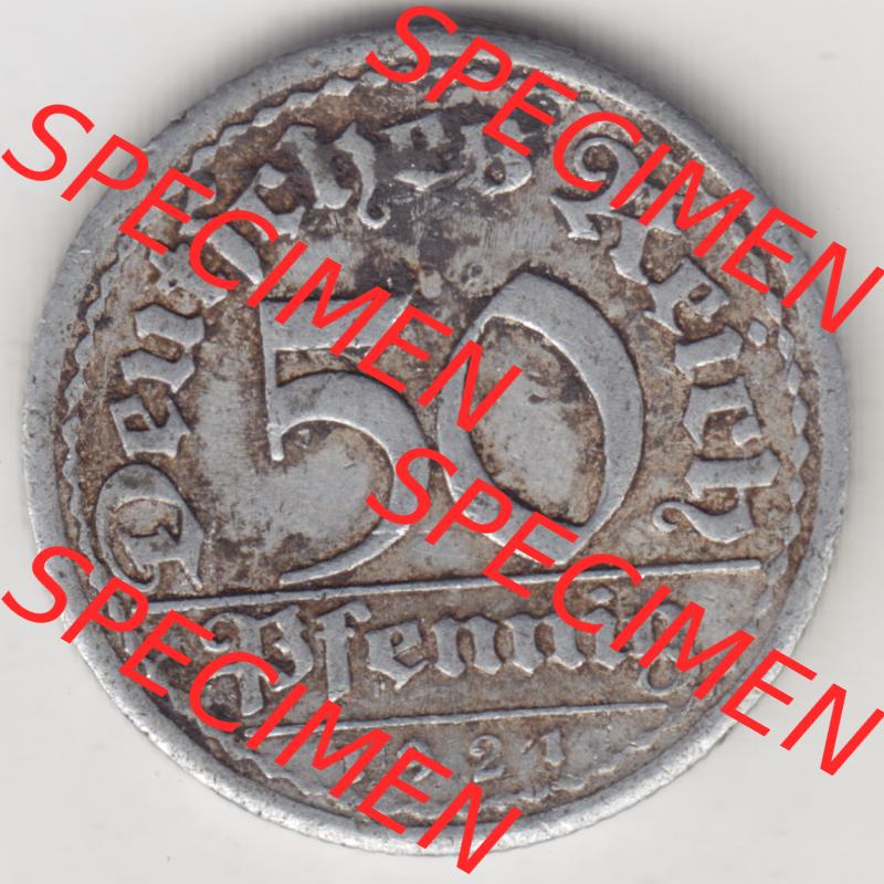 Weimarer Republik Umlaufmünze 1919-1922, 50 Pfennig F, 1921 Sich Regen Bringt Segen, Münzen Rückseite zum Download Sammlung
