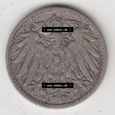 Deutsches Kaiserreich Umlaufmünze 1890-1915, 5 Pfennig D, 1908, Münzen Vorderseite zum Download Sammlung