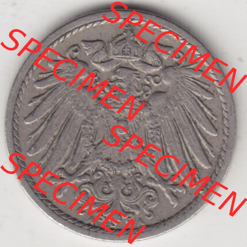 Deutsches Kaiserreich Umlaufmünze 1890-1915, 5 Pfennig A, 1908 II, Münzen Vorderseite zum Download Sammlung