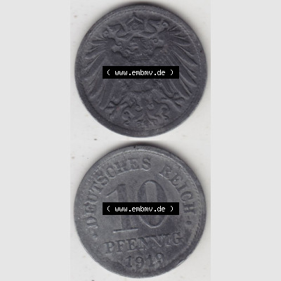 Weimarer Republik Umlaufmünze 1917-1922, 10 Pfennig Reichsadler, Keine Prägestätte 1919, Münzen Vollansicht Vertikal zum Download Sammlung