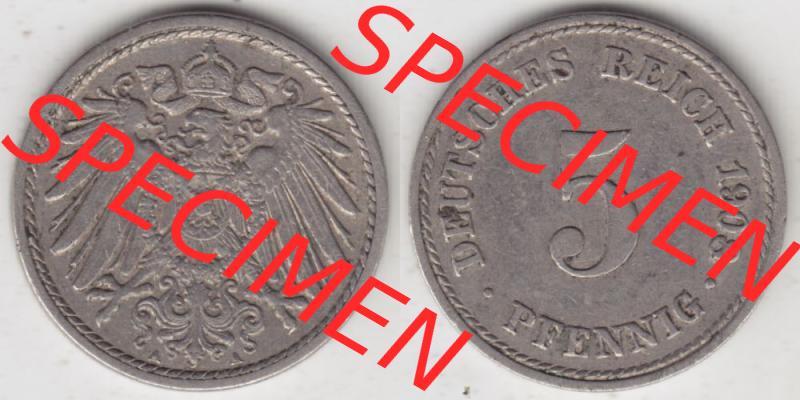Deutsches Kaiserreich Umlaufmünze 1890-1915, 5 Pfennig A, 1908 I., Münzen Vollansicht Horizontal zum Download Sammlung
