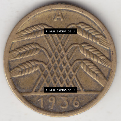 Deutsches Reich Umlaufmünze 1924-1936, 5 Reichspfennig A, 1936, Münzen Rückseite zum Download Sammlung