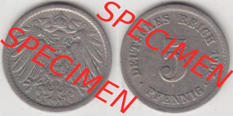 Deutsches Kaiserreich Umlaufmünze 1890-1915, 5 Pfennig A, 1905, Münzen Vollansicht Horizontal zum Download Sammlung