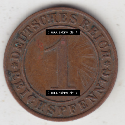 Deutsches Reich Umlaufmünze 1924-1936, 1 Reichspfennig A, 1933 II, Münzen Vorderseite zum Download Sammlung