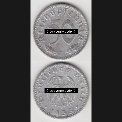 Deutsches Reich Umlaufmünze 1935-1935, 50 Pfennig E, 1935, Münzen Vollansicht Vertikal zum Download für Mobile-Geräte Sammlung