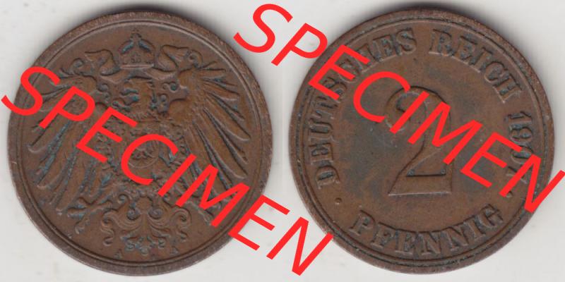 Deutsches Kaiserreich Umlaufmünze 1904-1916, 2 Pfennig A, 1907, Münzen Vollansicht Horizontal zum Download Sammlung