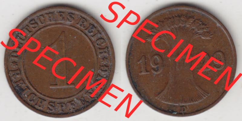 Weimarer Republik Umlaufmünze 1924-1936, 1 Reichspfennig D, 1929, Münzen Vollansicht Horizontal zum Download Sammlung