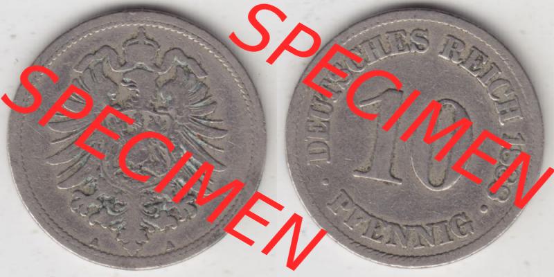 Deutsches Kaiserreich Umlaufmünze 1873-1889, 10 Pfennig A, 1888, Münzen Vollansicht Horizontal zum Download Sammlung