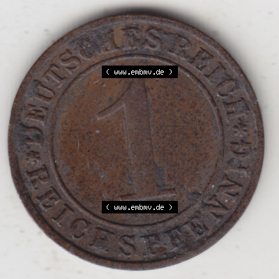 Deutsches Reich Umlaufmünze 1924-1936, 1 Reichspfennig E, 1934, Münzen Vorderseite zum Download Sammlung