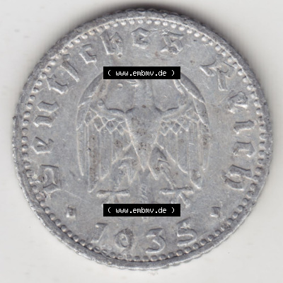 Deutsches Reich Umlaufmünze 1935-1935, 50 Pfennig E, 1935, Münzen Rückseite zum Download Sammlung