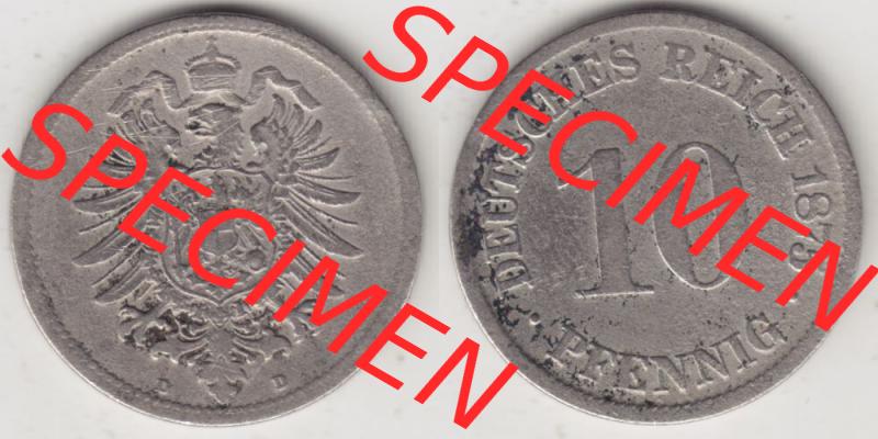 Deutsches Kaiserreich Umlaufmünze 1873-1889, 10 Pfennig D, 1875, Münzen Vollansicht Horizontal zum Download Sammlung