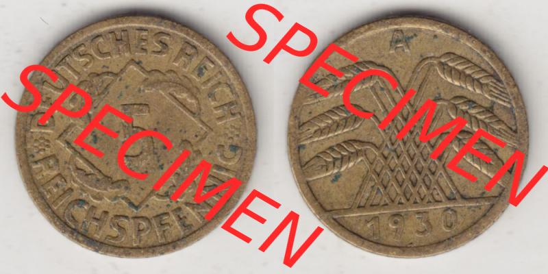 Weimarer Republik Umlaufmünze 1924-1936, 5 Reichspfennig A, 1930, Münzen Vollansicht Horizontal zum Download Sammlung