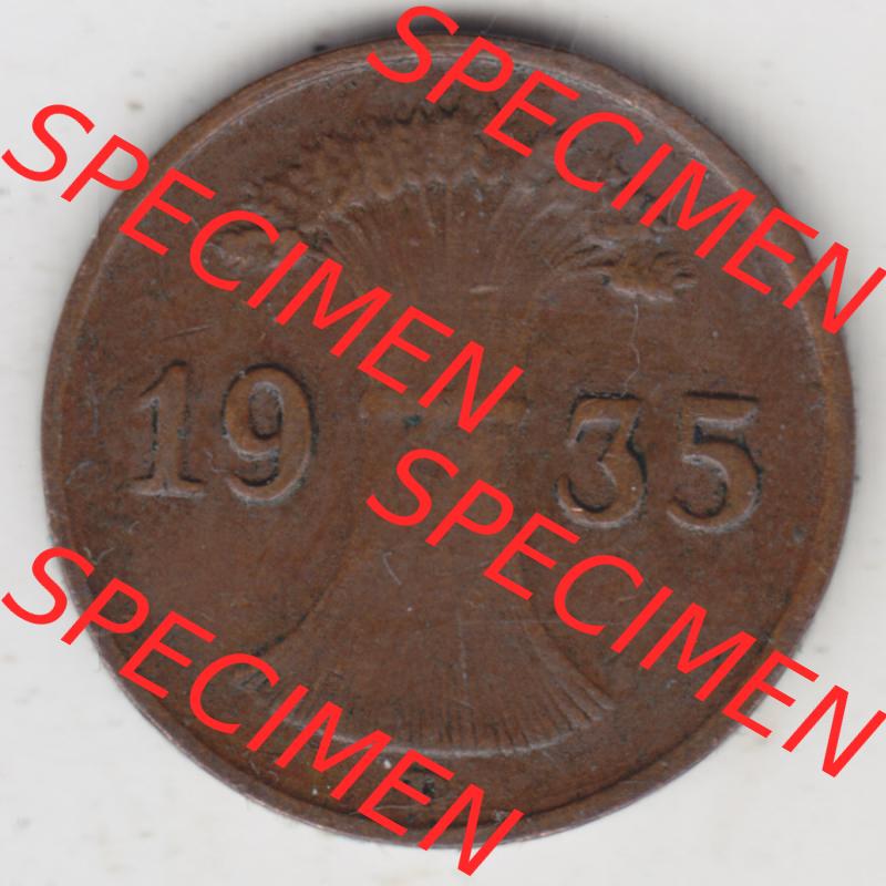Deutsches Reich Umlaufmünze 1924-1936, 1 Reichspfennig D, 1935, Münzen Rückseite zum Download Sammlung