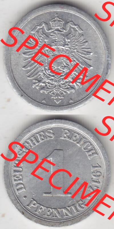 Deutsches Kaiserreich Umlaufmünze 1916-1918, 1 Pfennig A 1917 I., Münzen Vollansicht Vertikal zum Download Sammlung