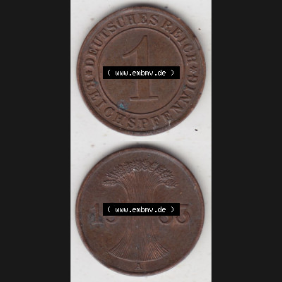 Deutsches Reich Umlaufmünze 1924-1936, 1 Reichspfennig A, 1933 I, Münzen Vollansicht Vertikal zum Download für Mobile-Geräte Sammlung