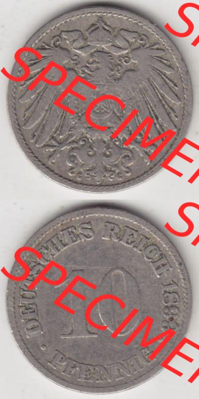 Deutsches Kaiserreich Umlaufmünze 1890-1916, 10 Pfennig G, 1899, Münzen Vollansicht Vertikal zum Download Sammlung