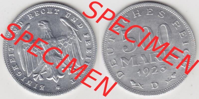 Weimarer Republik Umlaufmünze 1923-1923, 500 Mark D, 1923, Münzen Vollansicht Horizontal zum Download Sammlung