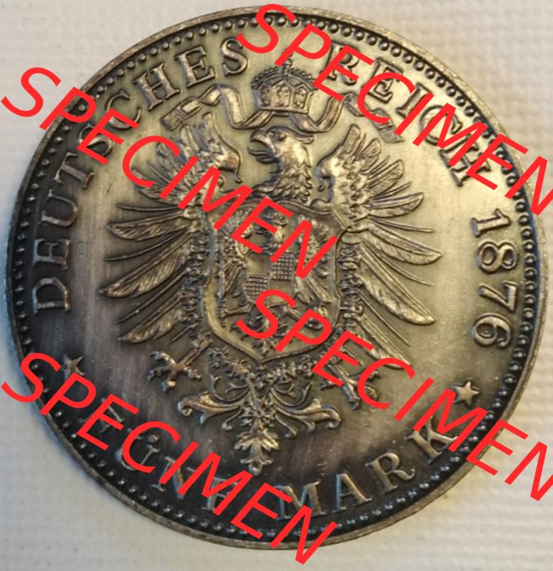 Deutsches Kaiserreich 1876, 5 Mark, König Ludwig II. v. Bayern, Deutsches Reich, Silbermünze ohne Mzz. und ohne Randschrift und nicht im Münzen-Katalog... Sammlung