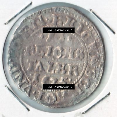 Münze vor 1871 aus Deutschland, 1625, 1/16 Taler aus Stralsund, Stralsund ist eine Hansestadt in Deutschland. Vorderseite der Münze aus Deutschland vor 1871.... Sammlung