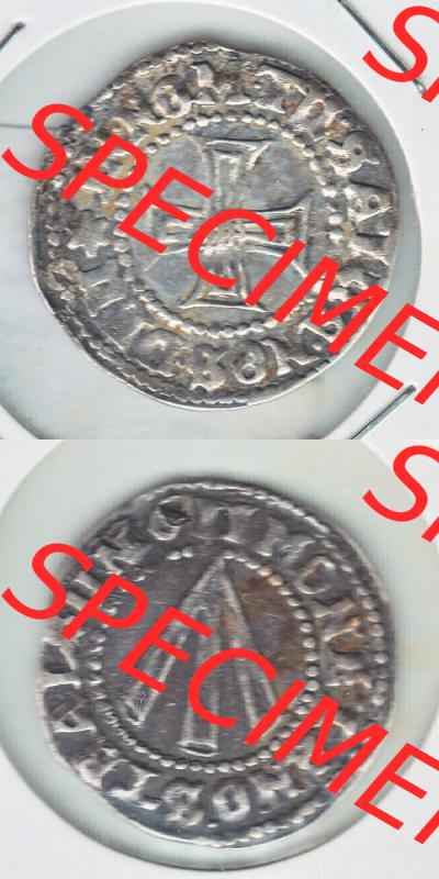 Münze vor 1871 aus Deutschland, 1611, Kreuz Groschen Stralsund, Stralsund ist eine Hansestadt in Deutschland. Vorderseite und Rückseite der Münze aus Deutschland... Sammlung