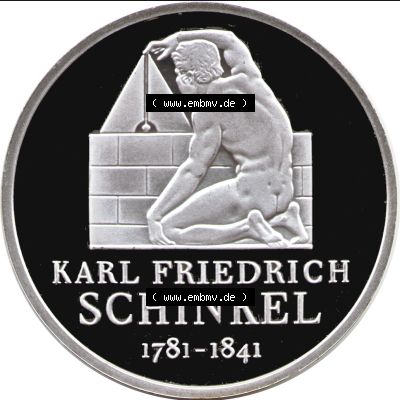 Deutschland 2006 Silbermünze, 10 Euro Karl Friedrich von Schinkel. 10 Euro Gedenkmünze Vorderseite der 3. 10 Euro Münze von 2006im online Katalog auf EMBMV zu online... Sammlung