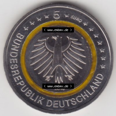 Münzen Deutschland Gedenkmünze 2018, 5 Euro Subtropische Zone A 400 DPI Rückseite zum herunterladen als Bildmaterial für ihre Sammlung der 5 Euro Münzen aus Deutschland Sammlung