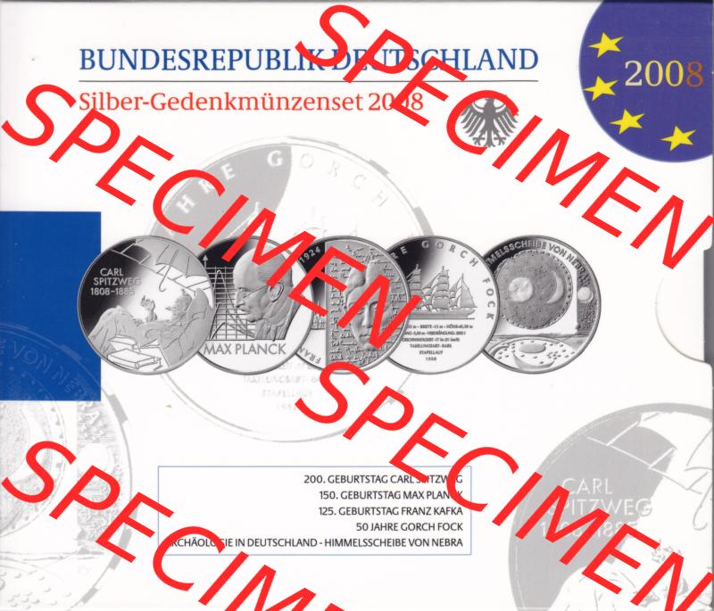 BRD-Deutschland 2008, 10 Euro Gedenkmünzen-Set 2008 Folder 400DPI, PP 10 Euro Gedenkmünzenset 2008 zum herunterladen als Bildmaterial der Digitalen Bilder für Mobile-Geräte Sammlung