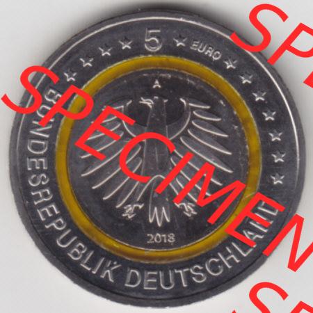 Münzen Deutschland Gedenkmünze 2018, 5 Euro Subtropische Zone A 400 DPI Rückseite zum herunterladen als Bildmaterial für ihre Sammlung der 5 Euro Münzen aus Deutschland Sammlung