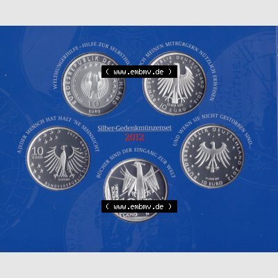 BRD-Deutschland 2012, 10 Euro Sammlermünzenset 2012 Rückseite 600 DPI zum herunterladen als Bildmaterial für ihre Sammlung der 10 Euro Silbermünzen aus Deutschland Sammlung