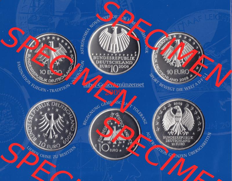 BRD-Deutschland 2009, 10 Euro Gedenkmünzen-Set 2009 Rückseite 400DPI, PP 10 Euro Gedenkmünzenset 2009 zum herunterladen als Bildmaterial der Digitalen Bilder für Mobile-Geräte Sammlung