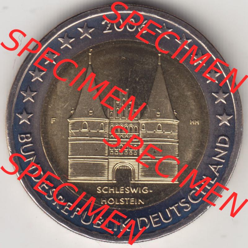 BRD-Deutschland 2 Euro Gedenkmünze 2006, 2 Euro Gedenkmünze 2006, Schleswig-Holstein Münzzeichen F in 1200DPI, die deutschen 2 Euro Gedenkmünzen 2006 stehen als Digitale... Sammlung