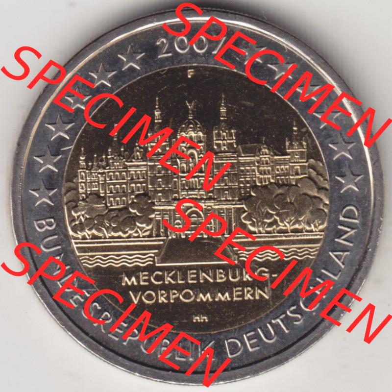 BRD-Deutschland 2 Euro Gedenkmünze 2007, 2 Euro Gedenkmünze 2007 Mecklenburg Vorpommern Münzzeichen F in 800DPI, die deutschen 2 Euro Gedenkmünzen 2007 stehen als Digitale... Sammlung