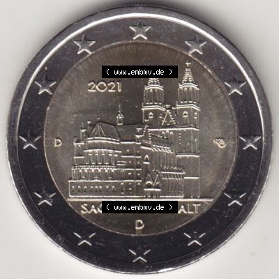 BRD-Deutschland 2 Euro Gedenkmünze 2021, 2 Euro Gedenkmünze 2021 Sachsen-Anhalt Münzzeichen D in 600DPI, die deutschen 2 Euro Gedenkmünzen 2021 stehen als Digitale Bilder... Sammlung