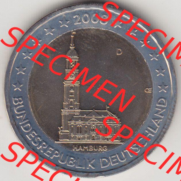 BRD-Deutschland 2 Euro Gedenkmünze 2008, 2 Euro Gedenkmünze 2008 Hamburg Münzzeichen D in 600DPI, die deutschen 2 Euro Gedenkmünzen 2008 stehen als Digitale Bilder zum herunterladen... Sammlung